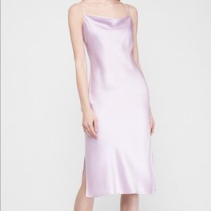 Express SATIN MIDI SLIP DRESS IN LILAC PURPLE